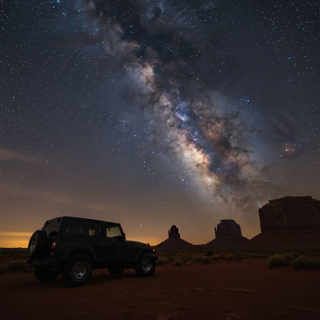 Starry night over Monument Valley
