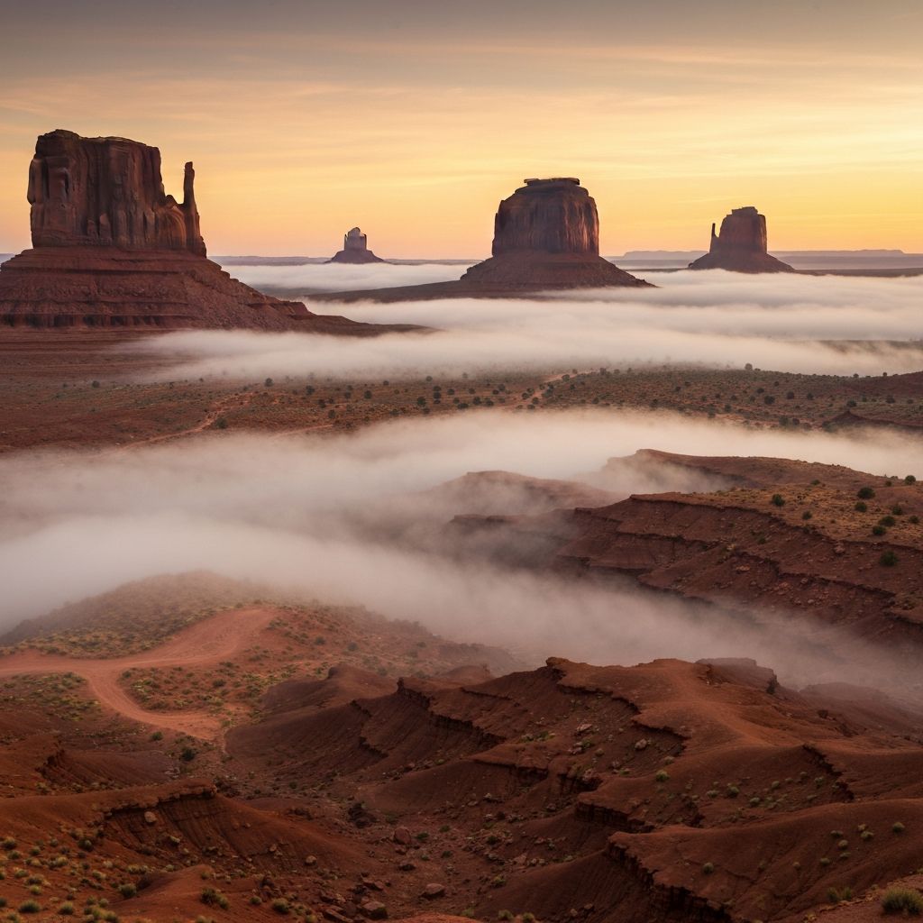 Morning fog in Monument Valley